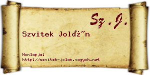Szvitek Jolán névjegykártya